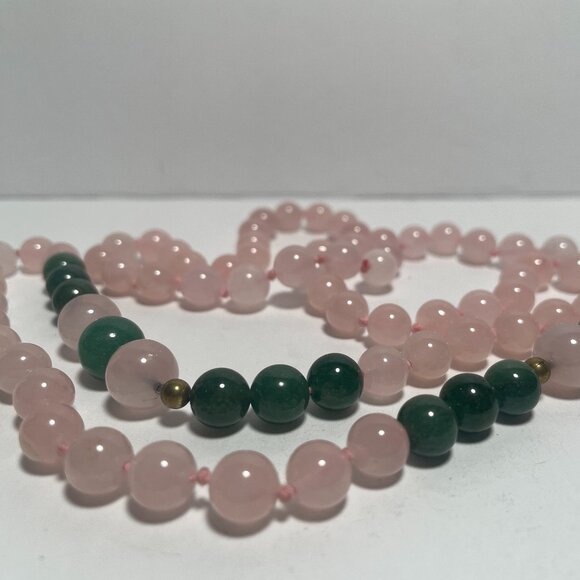Rose Quartz/Green Jade Gemstone Necklace - Picture 6 of 9